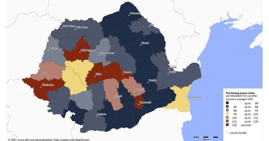 Aradul este pe locul şapte în topul judeţelor în ceea ce priveşte puterea de cumpărare