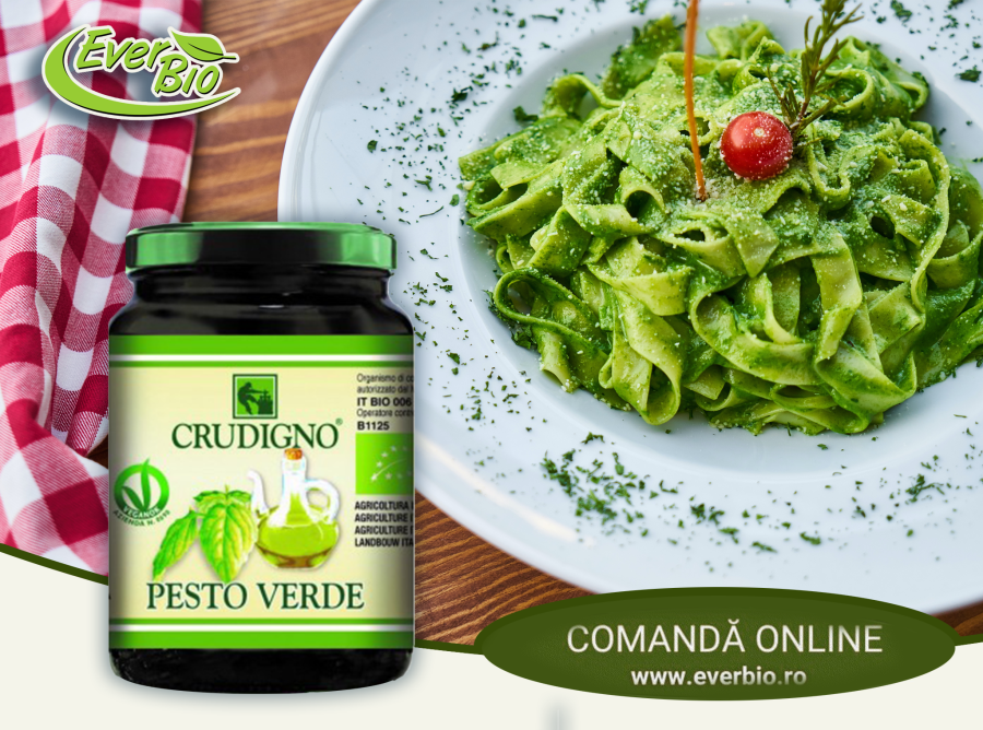 CRUDIGNO BIO - PESTO VERDE CU BUSUIOC - REȚETE UȘOARE ȘI RAPIDE