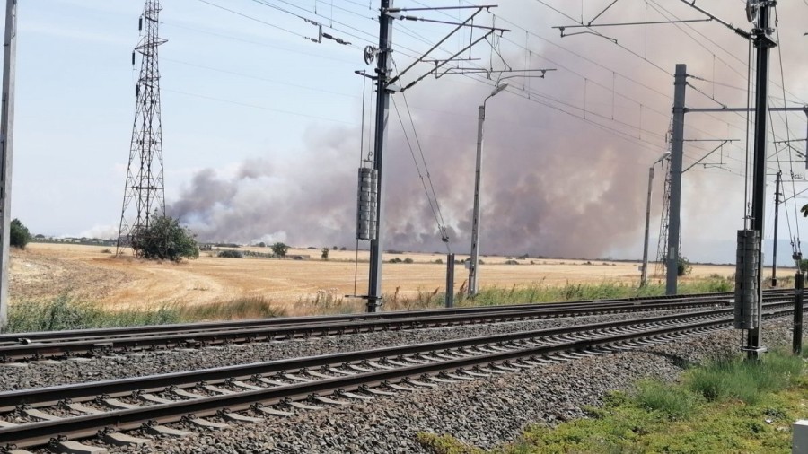 Incendiu land de grâu între localitățile Horia și Vladimirescu