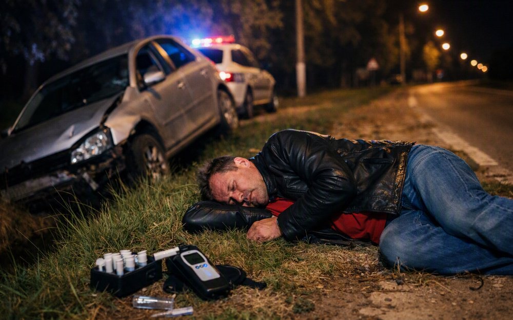 Șofer nepriceput, dar și băut găsit lângă mașină; vezi ce a pățit ulterior