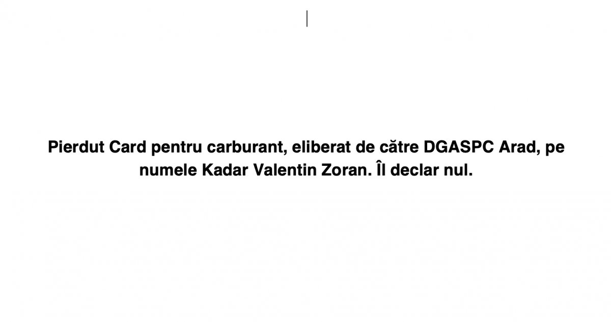 Anunț pierdere