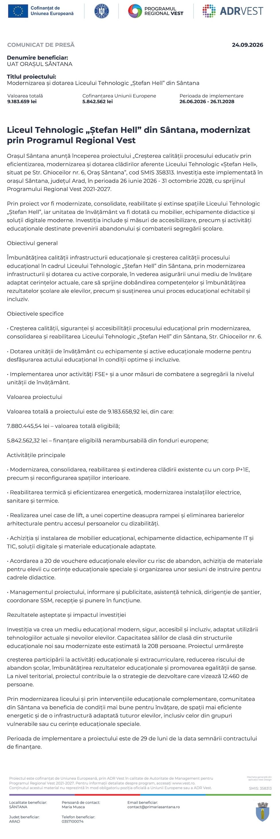 Comunicat de presă